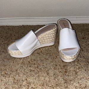 White Stuart Weitzman  slide wedges